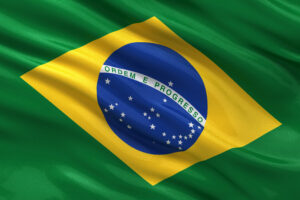 Flag of Brazil waving in the wind
